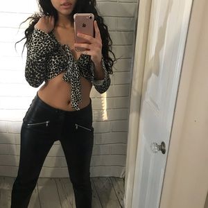 Cheetah front tie top